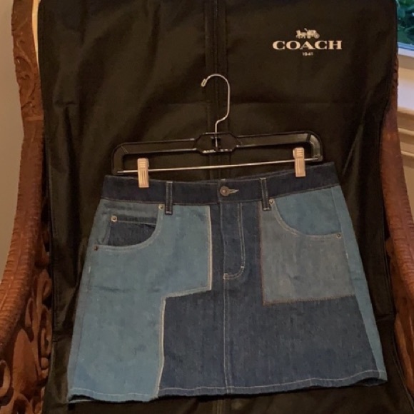 COACH 1941 TONAL DENIM PATCHWORK MINI SKIRT SIZE 4 - Picture 5 of 14